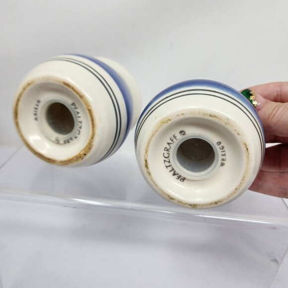 Pfaltzgraff Rio Salt Pepper Shaker Set Ceramic Blue White With Striped Design - Picture 3 of 4